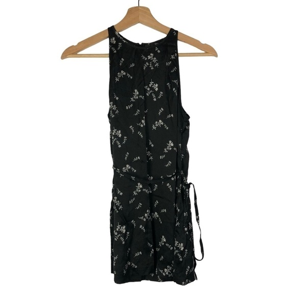 Theory Black City Drape Floral Perfect Tie Top Silk Tank Top S - Picture 1 of 3